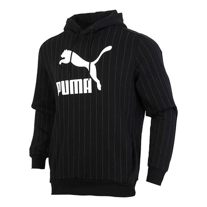 PUMA Pinstripe Aop Pullover Hoodie 'Black' 530179-01