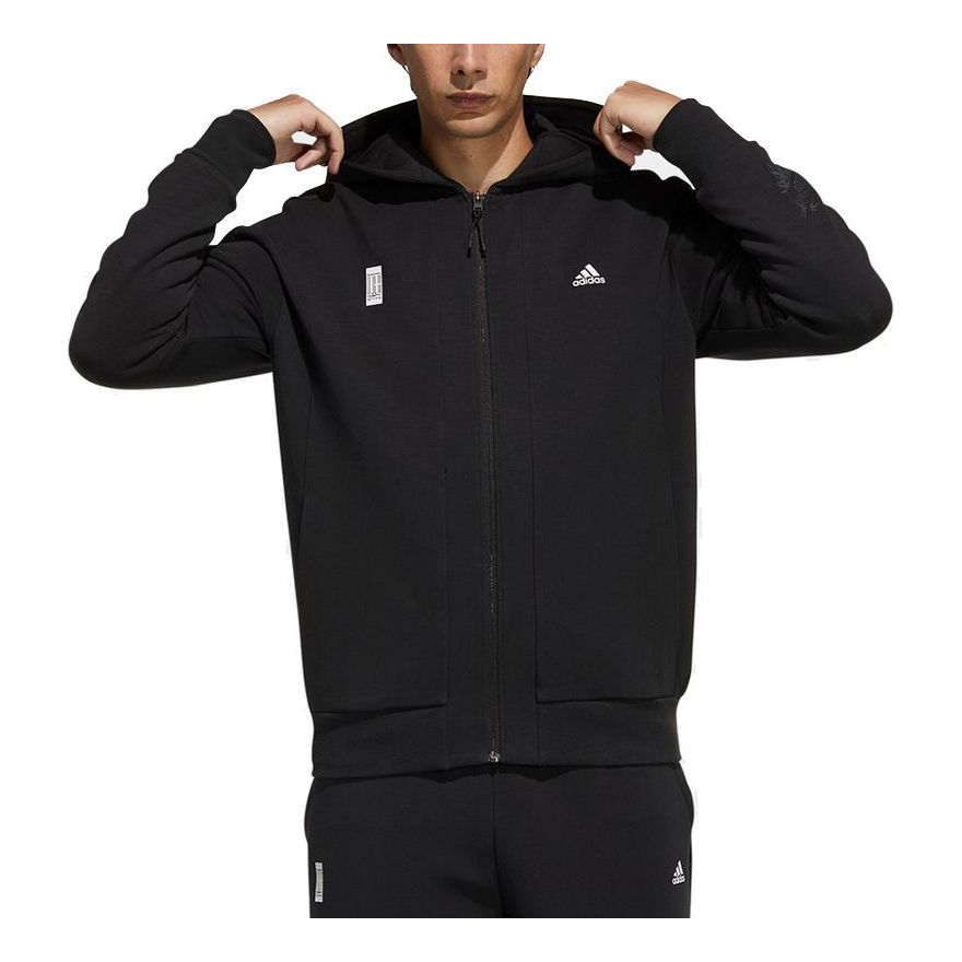 Men's adidas Wj Kn Gbl Jkt Martial Arts Series Sports Stylish Hooded Logo Jacket Black H39340