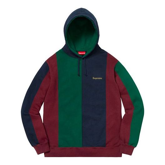 Supreme FW18 Tricolor Hooded Sweatshirt Burgundy SUP-FW18-214