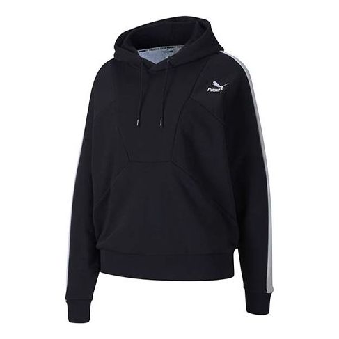(WMNS) PUMA Small Logo Hoodie 'Black White' 597447-01