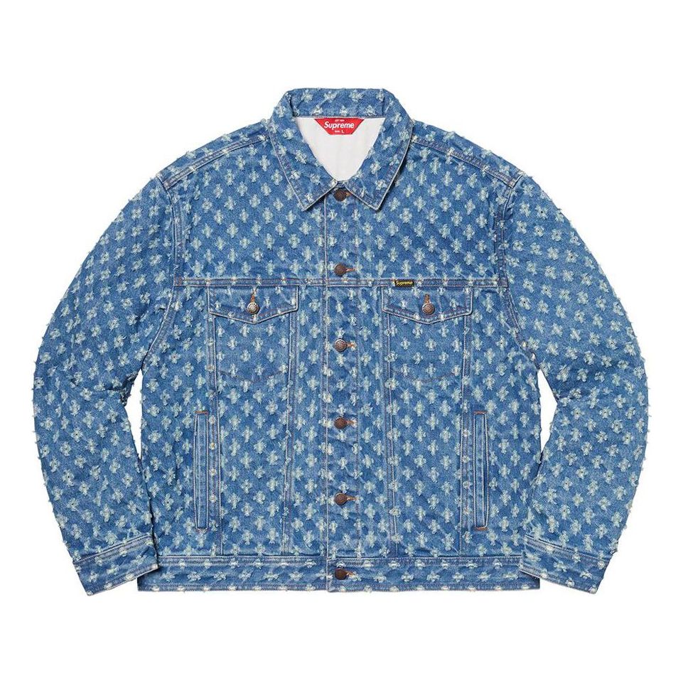 Supreme Hole Punch Denim Trucker Jacket 'Teal White' SUP-SS20-597