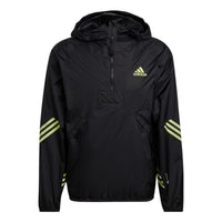 adidas Stripe Logo Sports Training Half Zipper Jacket Black H65744