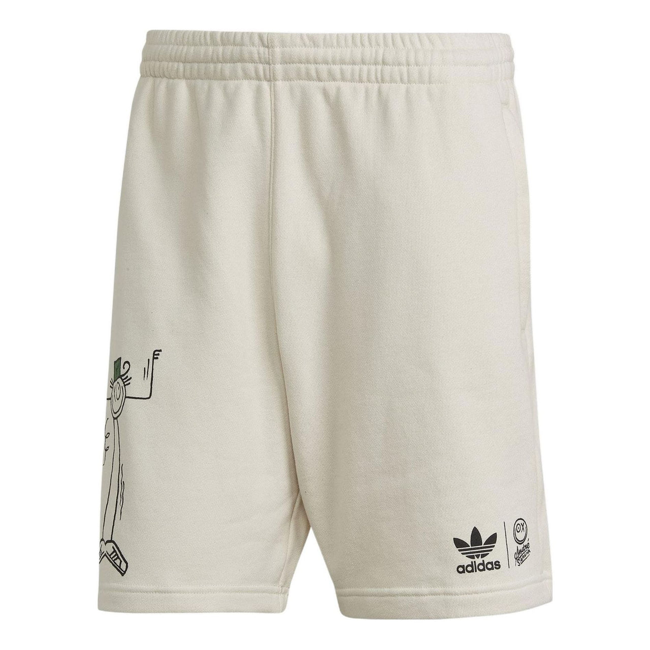 Men's adidas originals Cartoon Graffiti Logo Printing Straight Casual Shorts Creamy White HL9237