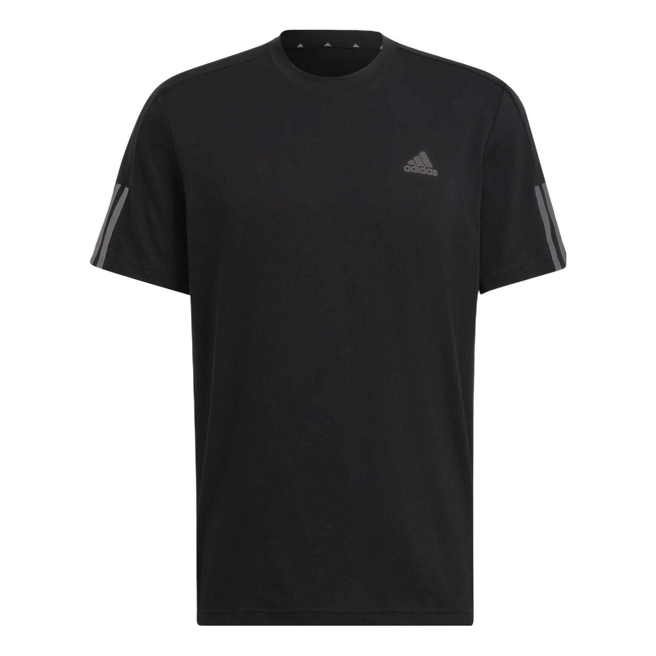 adidas Logo Printing Solid Color Stripe Casual Short Sleeve Black HD4323