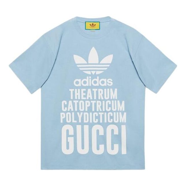 Gucci x adidas Cotton T-Shirt 'Light Blue' 616036-XJEW2-4709