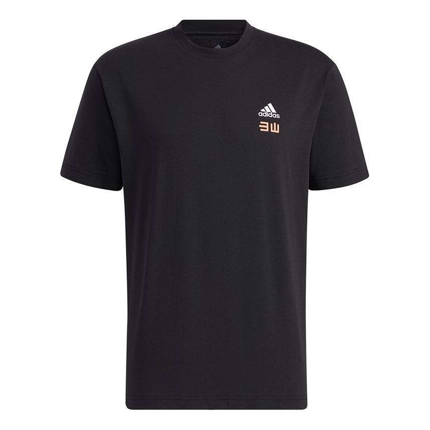 adidas Iseem Gfx Tee Outdoor Sports Printing Round Neck Short Sleeve Couple Style Black GN7336