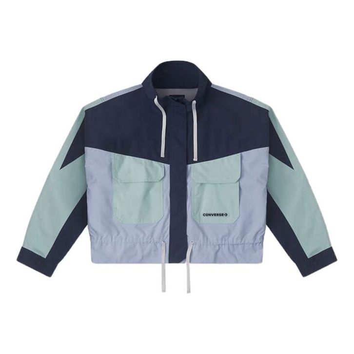 (WMNS) Converse Long Sleeve Short Fit Cargo Windproof Jacket 'Blue' 10026915-A02