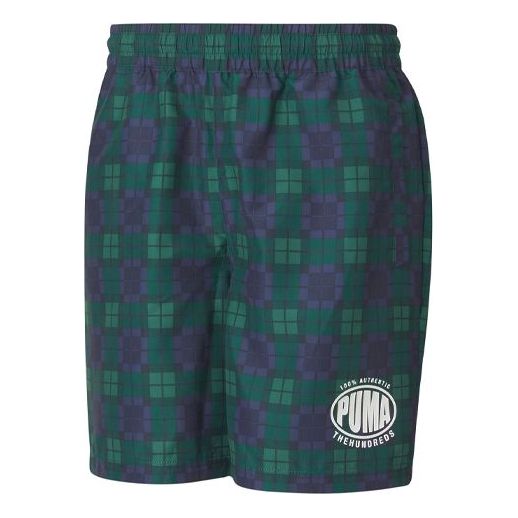 PUMA x The Hundreds Crossover Printing Athleisure Casual Sports Shorts Green 596752-02