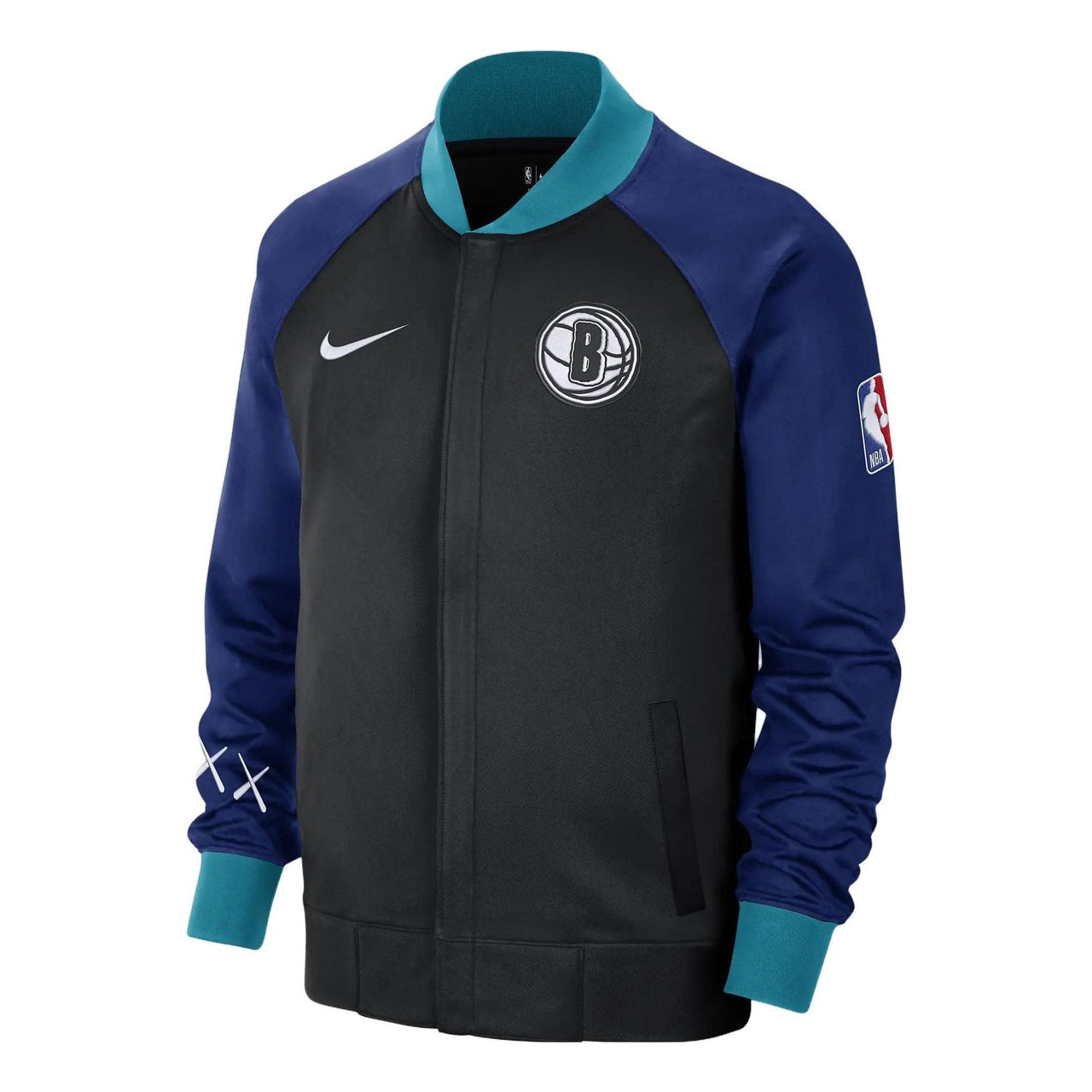 Nike x Kaws x NBA Brooklyn Nets City Edition Jacket 'Black Blue Green' FB3498-010