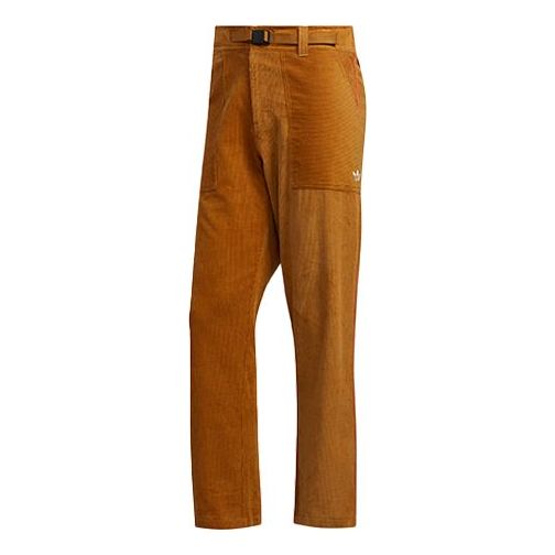 Men's adidas originals Corduroy Loose Sports Straight Brown Casual Pants/Trousers FM1387