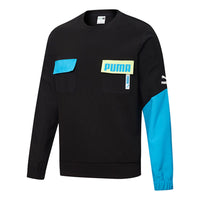 PUMA Patched Crew Neck Sweater 'Black Blue' 532181-01