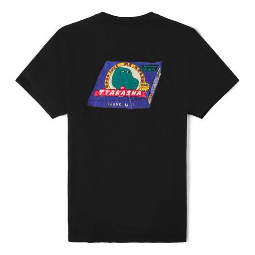 Men's Vans Asian Artist Series Logo Pattern Printing Short Sleeve Black VN0A4P5HBLK