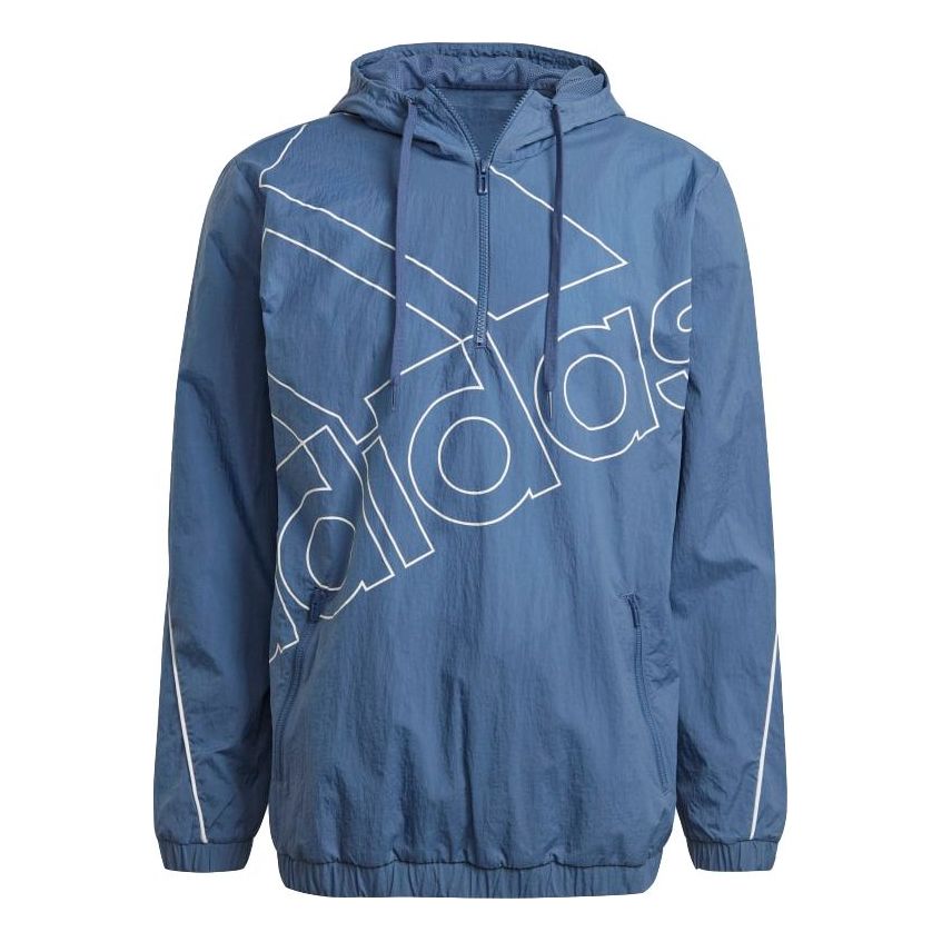 adidas M Favs Q1 Wb Half Zipper Pullover hooded Training Sports Jacket Deep Blue GK9443