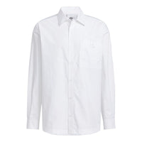 adidas originals Solid Color single breasted Long Sleeves Shirt Couple Style White HU1230