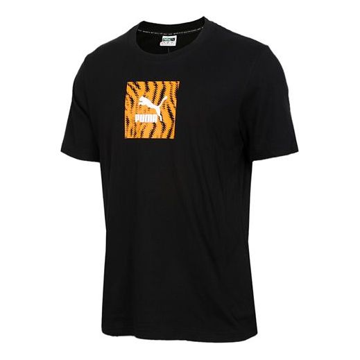 PUMA Leopard print Pattern Casual Sports Breathable Short Sleeve Black 579507-01