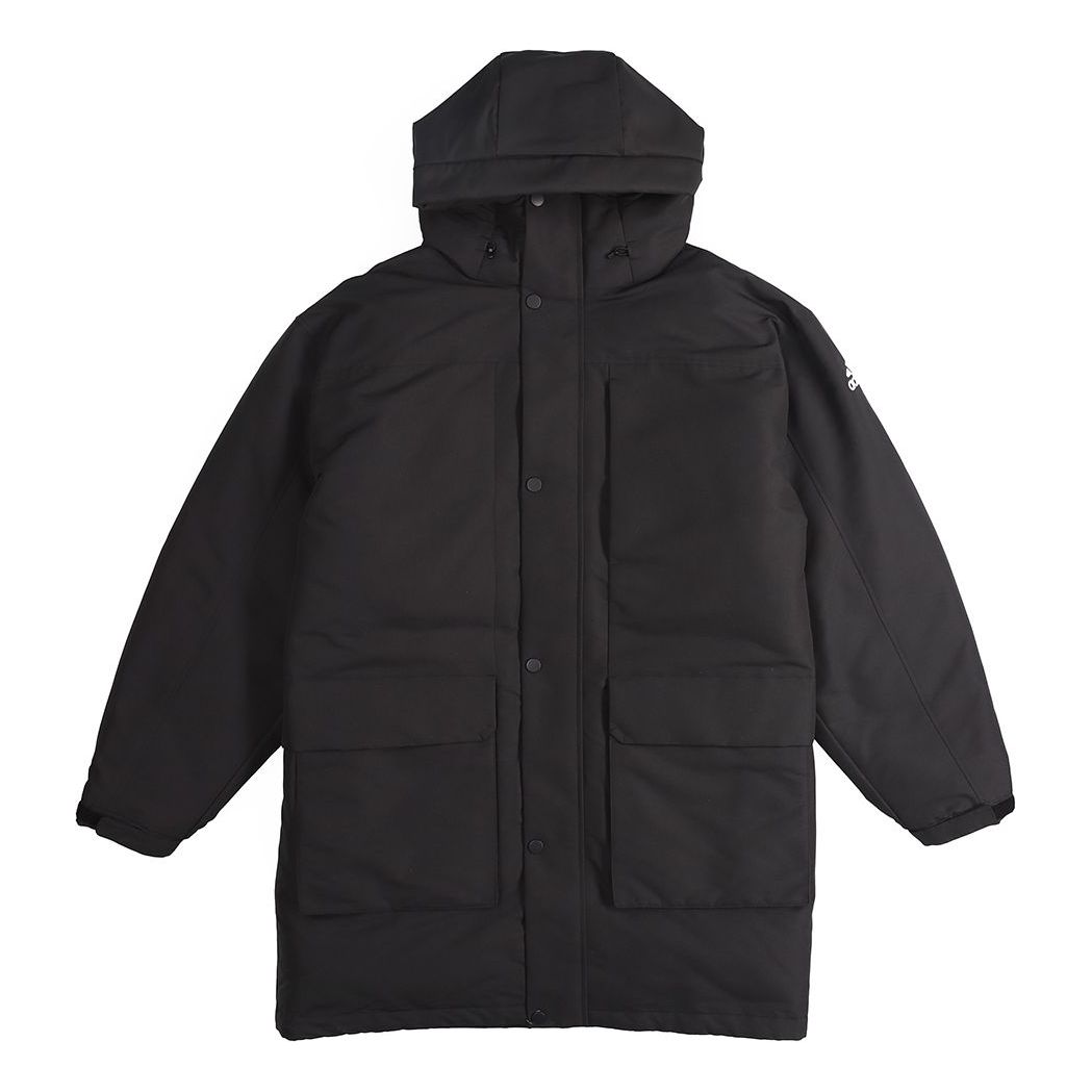 adidas Outdoor Sports Windproof Warm Hood Down Jacket Men's Black GN9835