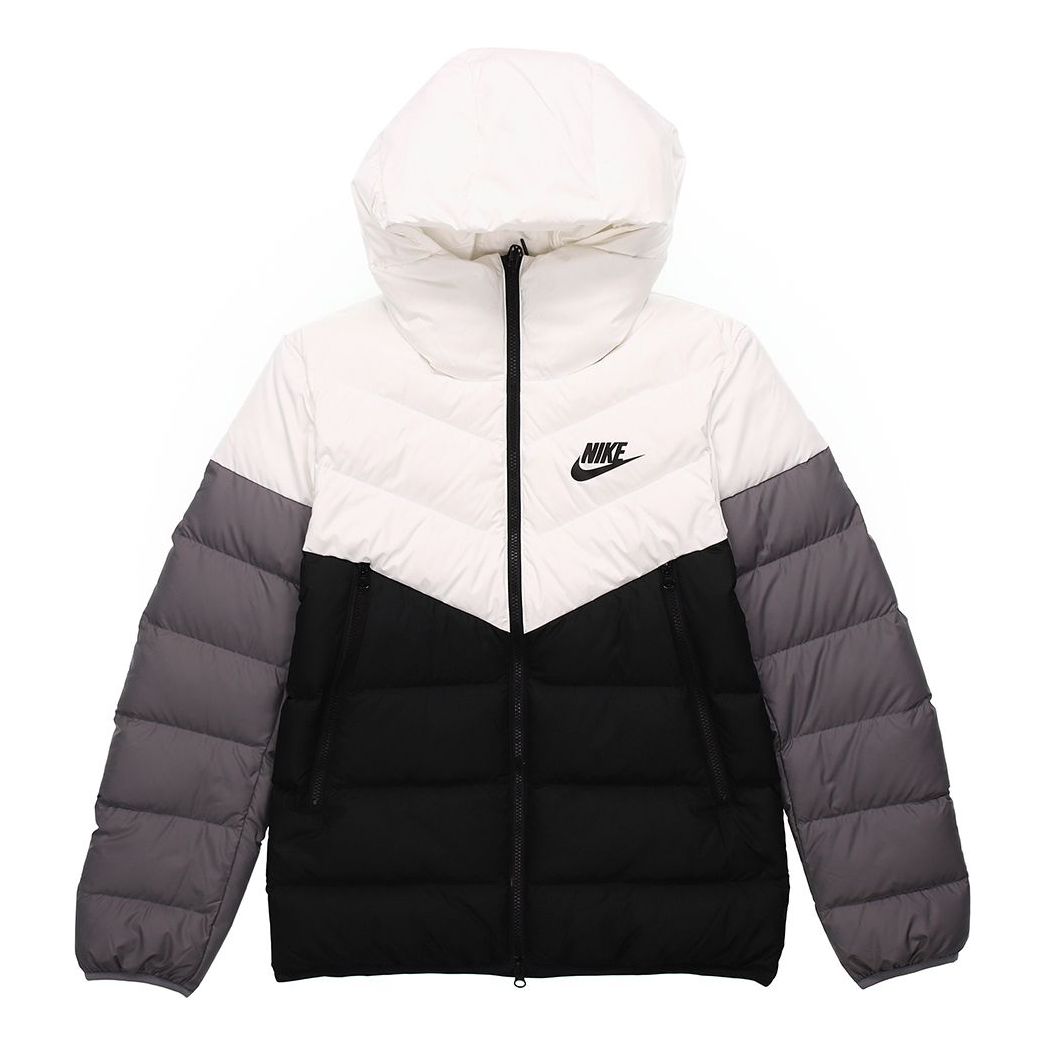 Nike Sportswear NSW Down Fill Colorblock Casual Sports Hooded Jacket Down Jacket Black White CU0226-100