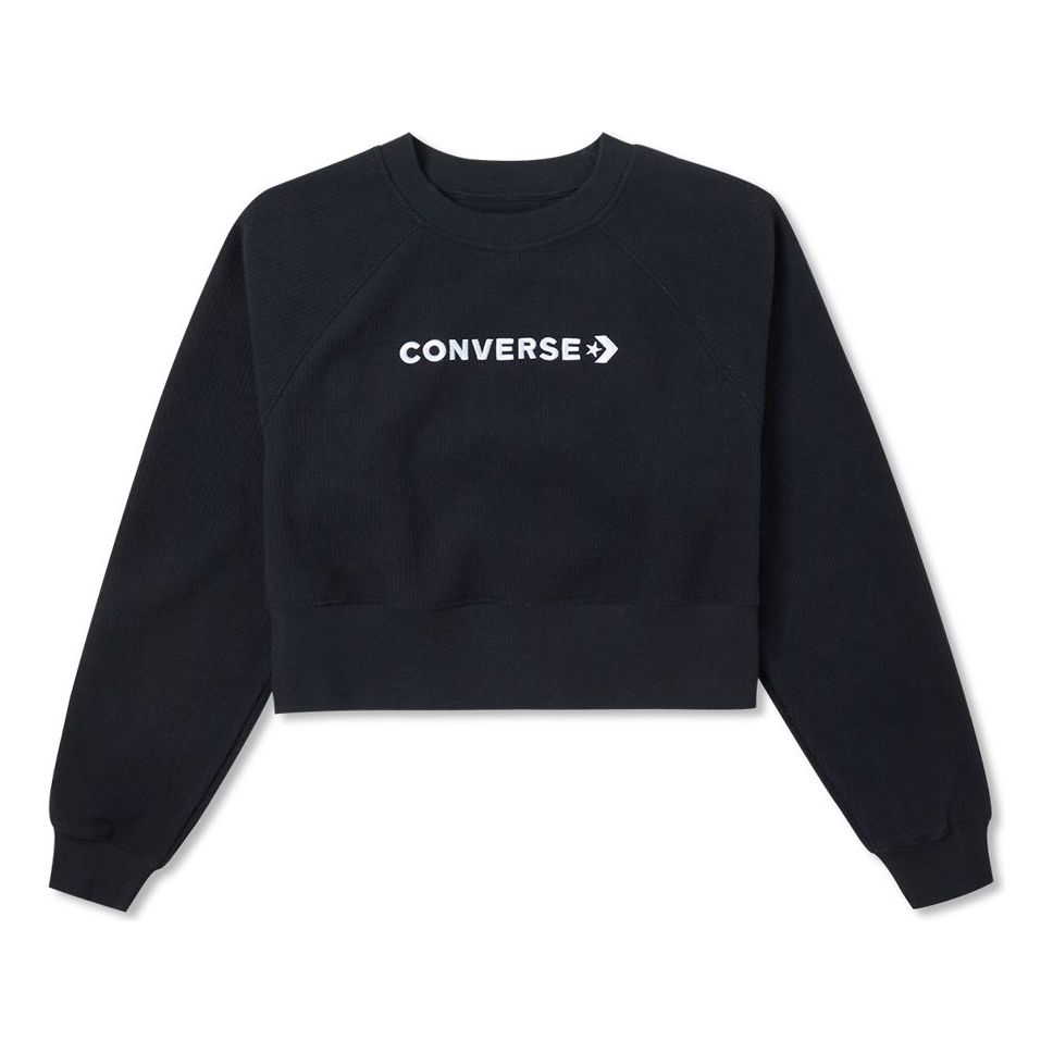 (WMNS) Converse Wordmark Fleece Crew Top 'Black' 10024731-A01