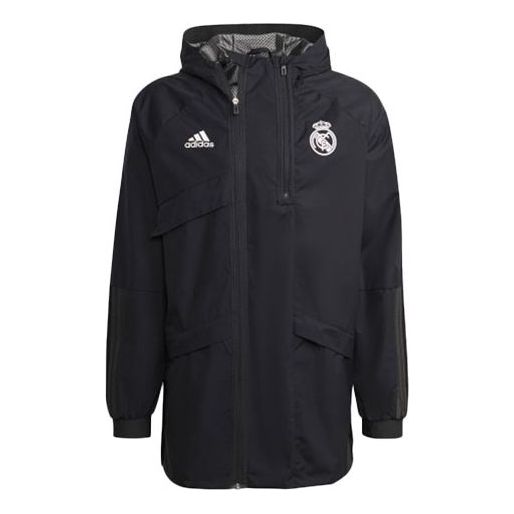 adidas Real Madrid Soccer/Football Hooded Jacket Black GR4275