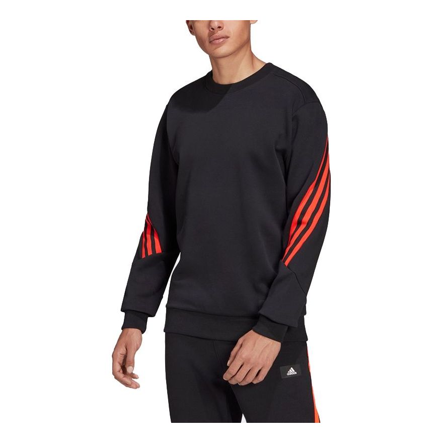 adidas M FI 3S Cerw Colorblock Stripe Sports Round Neck Long Sleeves Black H46542