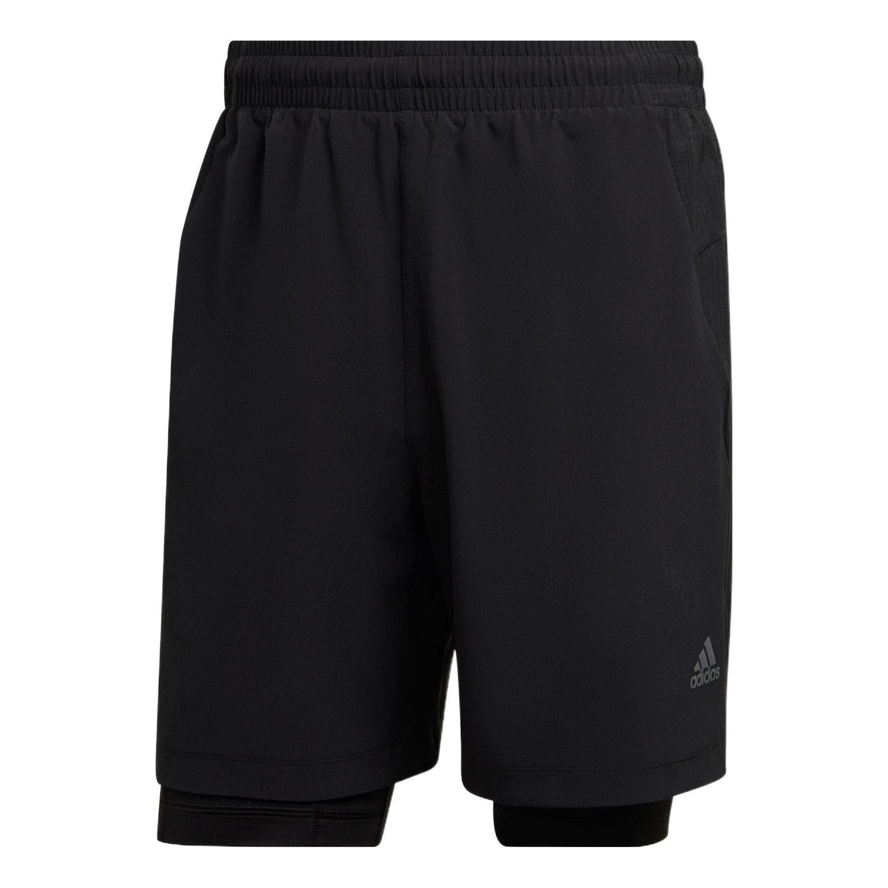 Men's adidas Hiit Spin Sho 2 In 1 Leggings Elastic Waistband Sports Shorts Black HR3772