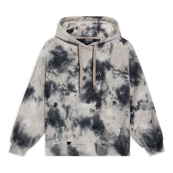 (WMNS) Li-Ning BADFIVE Sports Basketball Series Tie Dye Full Print Loose Hoodie 'Black Grey' AWDS154-2