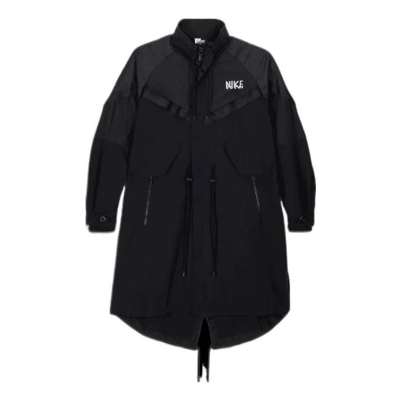 Nike x sacai Funnel-Neck Oversized Shell Trench Coat Asia Sizing 'Black' DQ9028-010