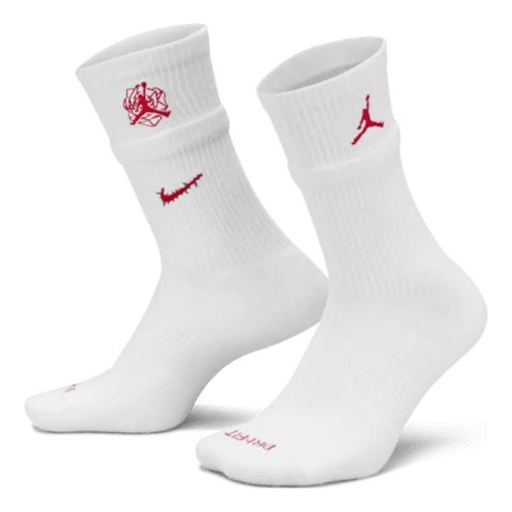 Air Jordan x Teyana Taylor Cushioned Crew Socks 'White Red' FJ5940-100
