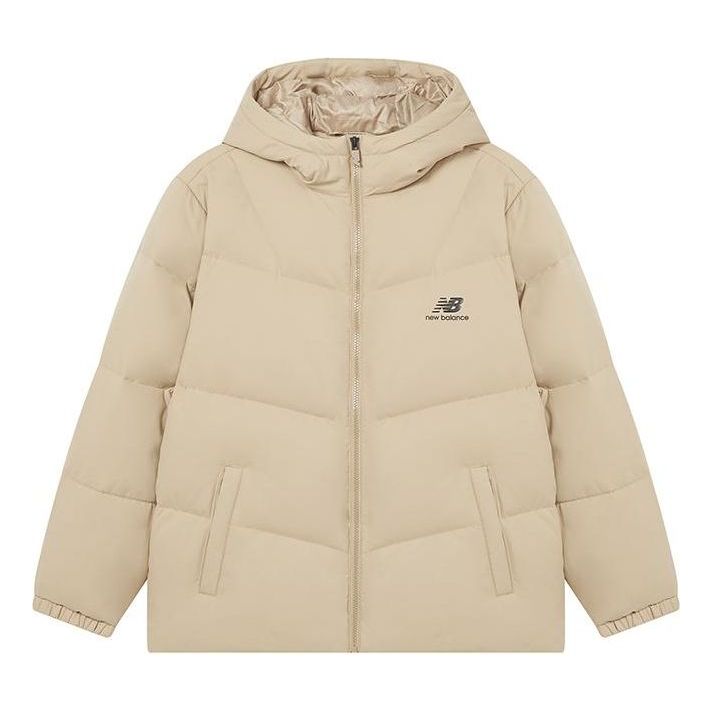 New Balance Logo Print Mid Down Jacket 'Beige' AMJ23342-INC
