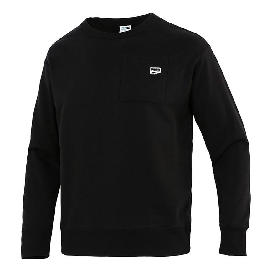 PUMA Pocket Small Label Sports Knit Round Neck Pullover Black 533036-01