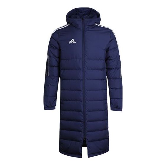 adidas Logo hooded down Jacket Navy Blue GM5246