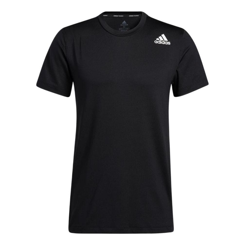 Men's adidas Solid Color Alphabet Logo Round Neck Pullover Sports Short Sleeve Black T-Shirt GU6388