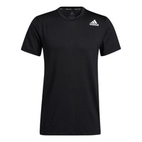 Men's adidas Solid Color Alphabet Logo Round Neck Pullover Sports Short Sleeve Black T-Shirt GU6388