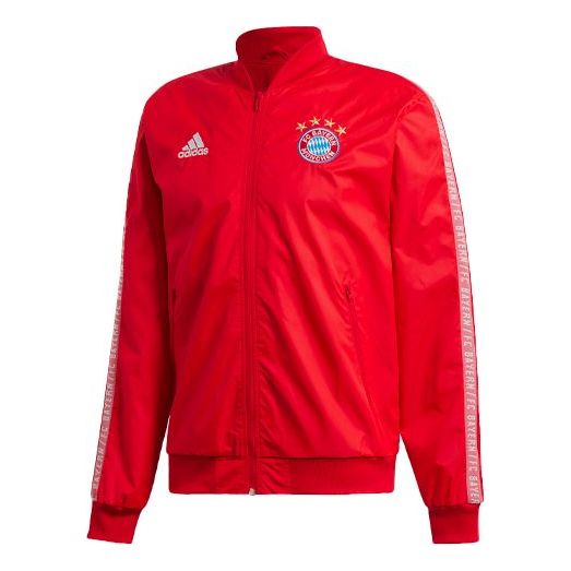 adidas 19-20 Season Bayern Munich Black Soccer/Football logo Sports Loose Training Long Sleeves Jacket Red DX9218