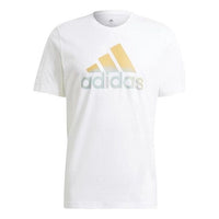 adidas Gradient Alphabet Logo Sports Round Neck Short Sleeve White GK9617