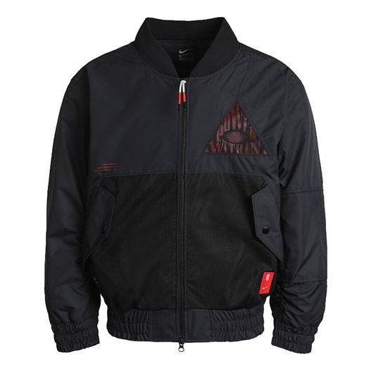 Men's Nike Kyrie Basketball Sports Mesh Patchwork Print Pattern Woven Baseball Padded Jacket CK6671-010