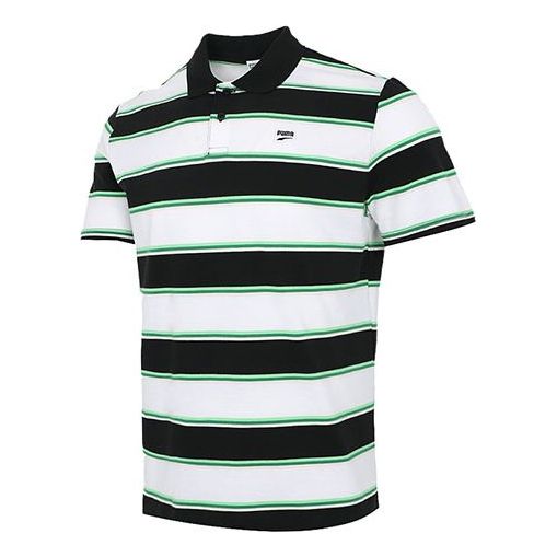 PUMA Downtown Stripe Polo Tee Shirt 'White' 599781-02