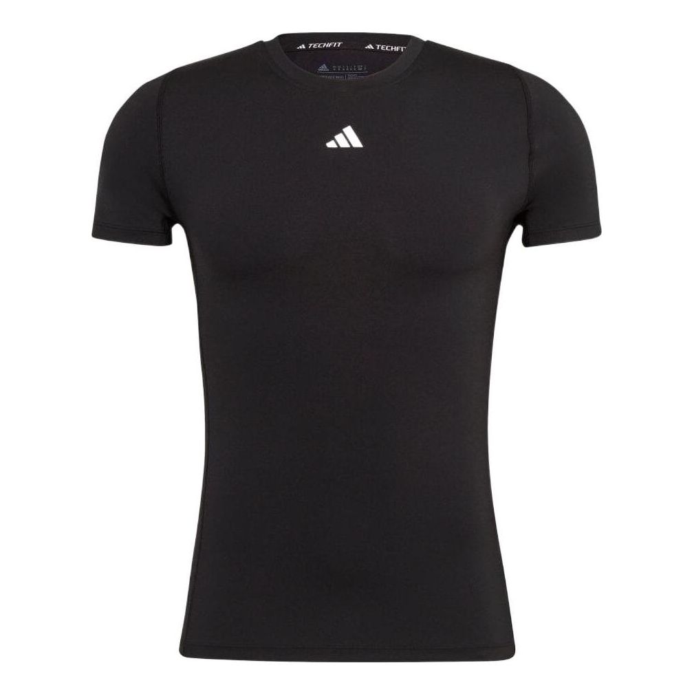 Men's adidas Solid Color Logo Printing Round Neck Short Sleeve Japanese Version Black T-Shirt HK2337