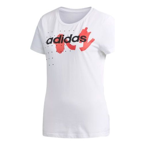 (WMNS) adidas neo FV TEE 2 Sports Round Neck Short Sleeve White EA0328