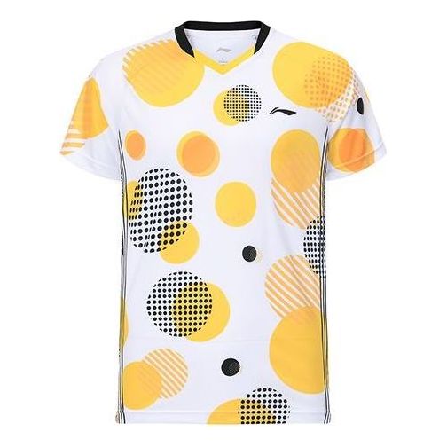 Li-Ning Badminton Wear Game Shirt 'White Yellow' AAYR381-1