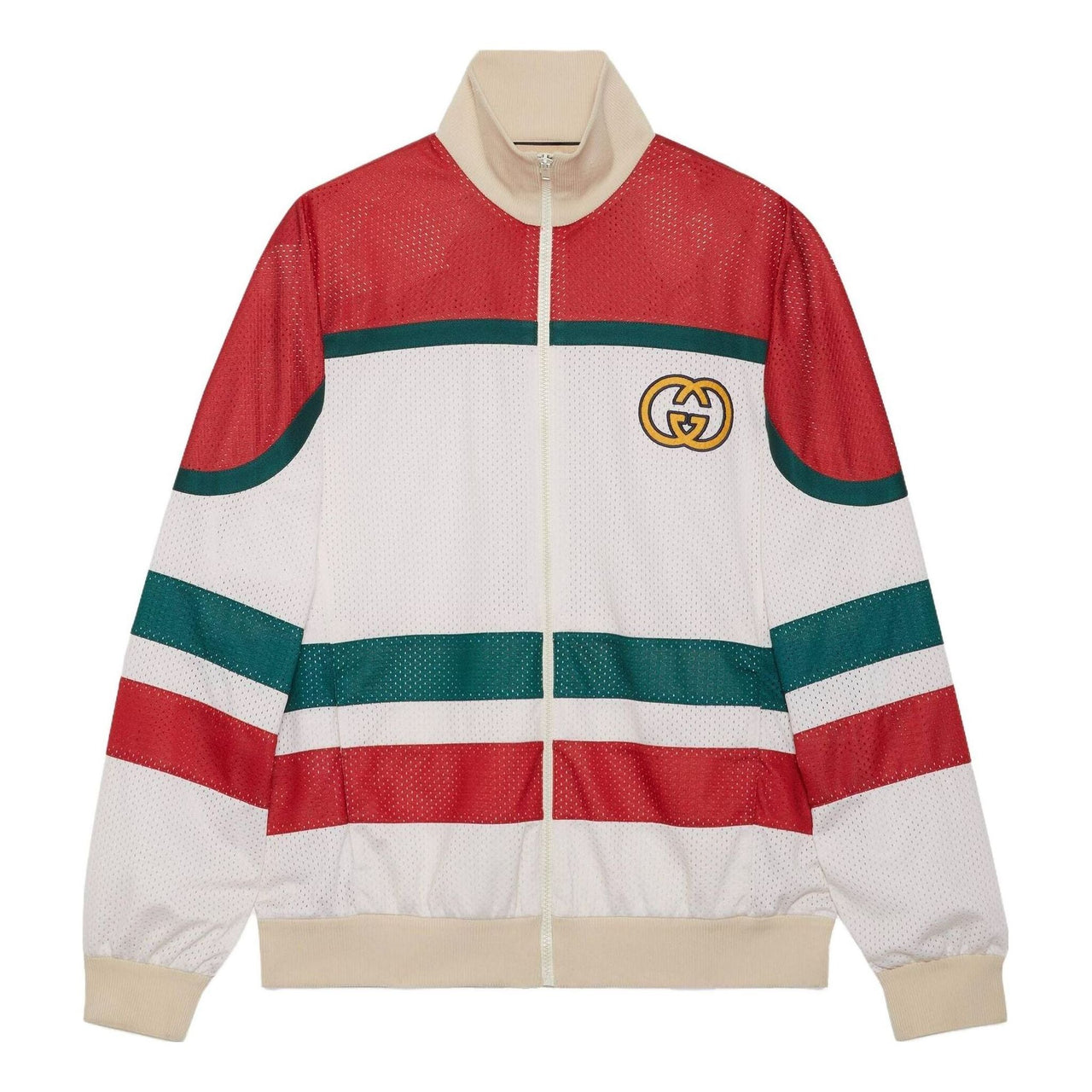 Gucci Mesh Fabric Zip Jacket 'Off White Red' 737369-XJFFK-9212