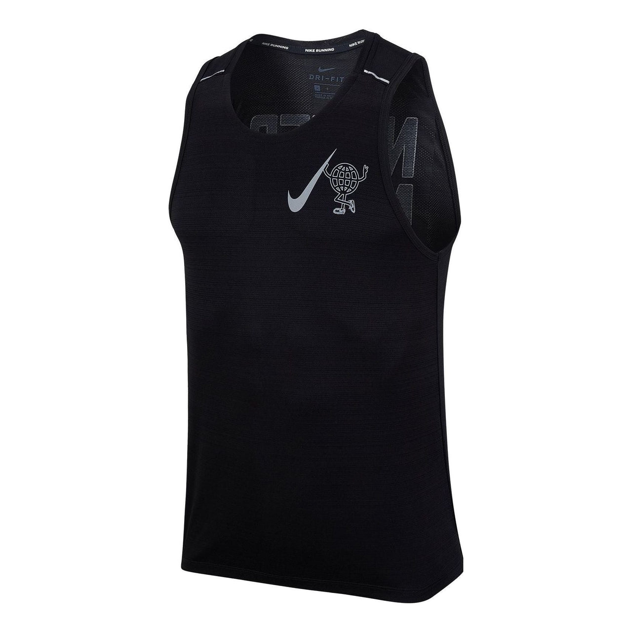 Men's Nike Miler Reflective Alphabet Quick Dry Running Sports Black Vest DD1554-010