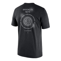 Men's Nike Brooklyn Nets Geometry Pattern Logo Printing Round Neck Short Sleeve Black T-Shirt DH6732-010