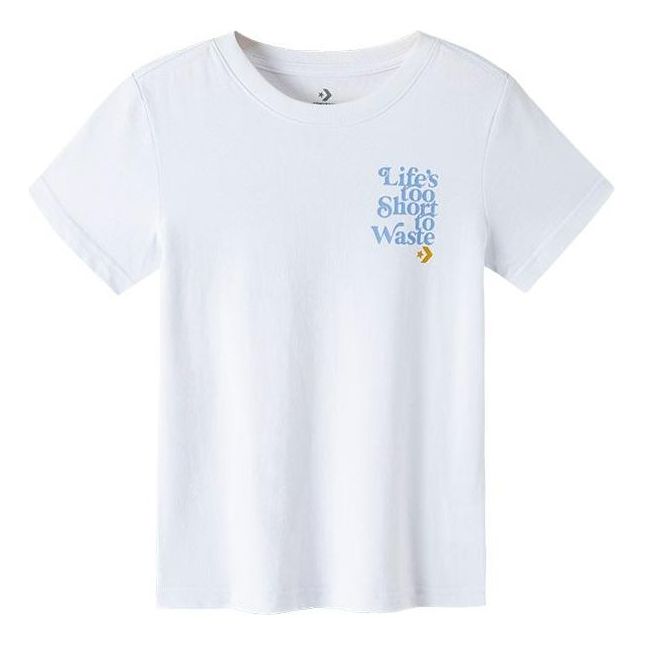 Converse Renew Life's Too Short To Waste Wake-Up Call Graphic Tee 'White' 10022210-A01