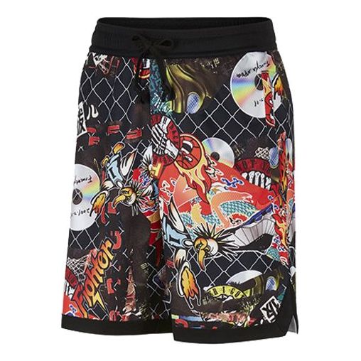 Nike Street Graffiti Basketball Sports Shorts Black Red CK1183-018