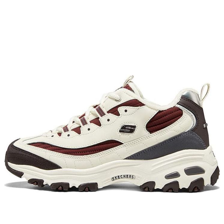 (WMNS) Skechers D'Lites Zip Along Shoes 'White Burgundy Grey' 896269-NTMT