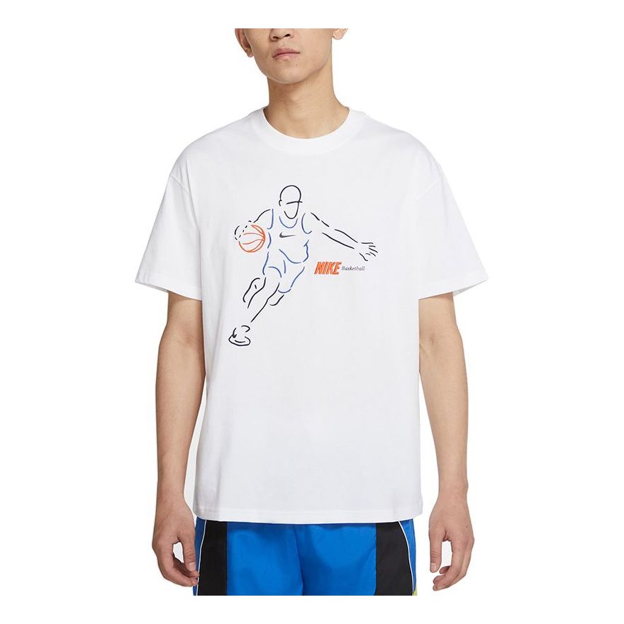 Nike Basketball Embroidered Athleisure Casual Sports Short Sleeve White DJ1589-100