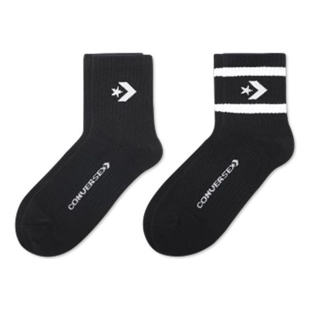 Converse Core Twin Pack Mid-Crew Quarter Socks 'Black' 10021594-A02