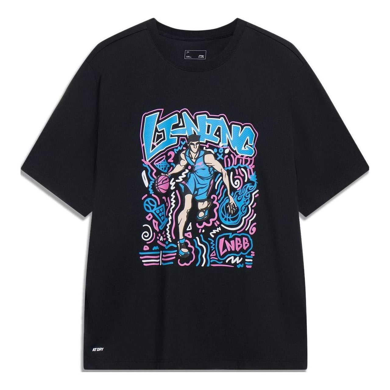 Li-Ning Hoops Comics Graphic T-shirt 'Black' AHST569-2