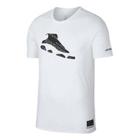 Men's Nike Solid Color Pattern Printing Athleisure Casual Sports Short Sleeve White Black T-Shirt AR1274-100